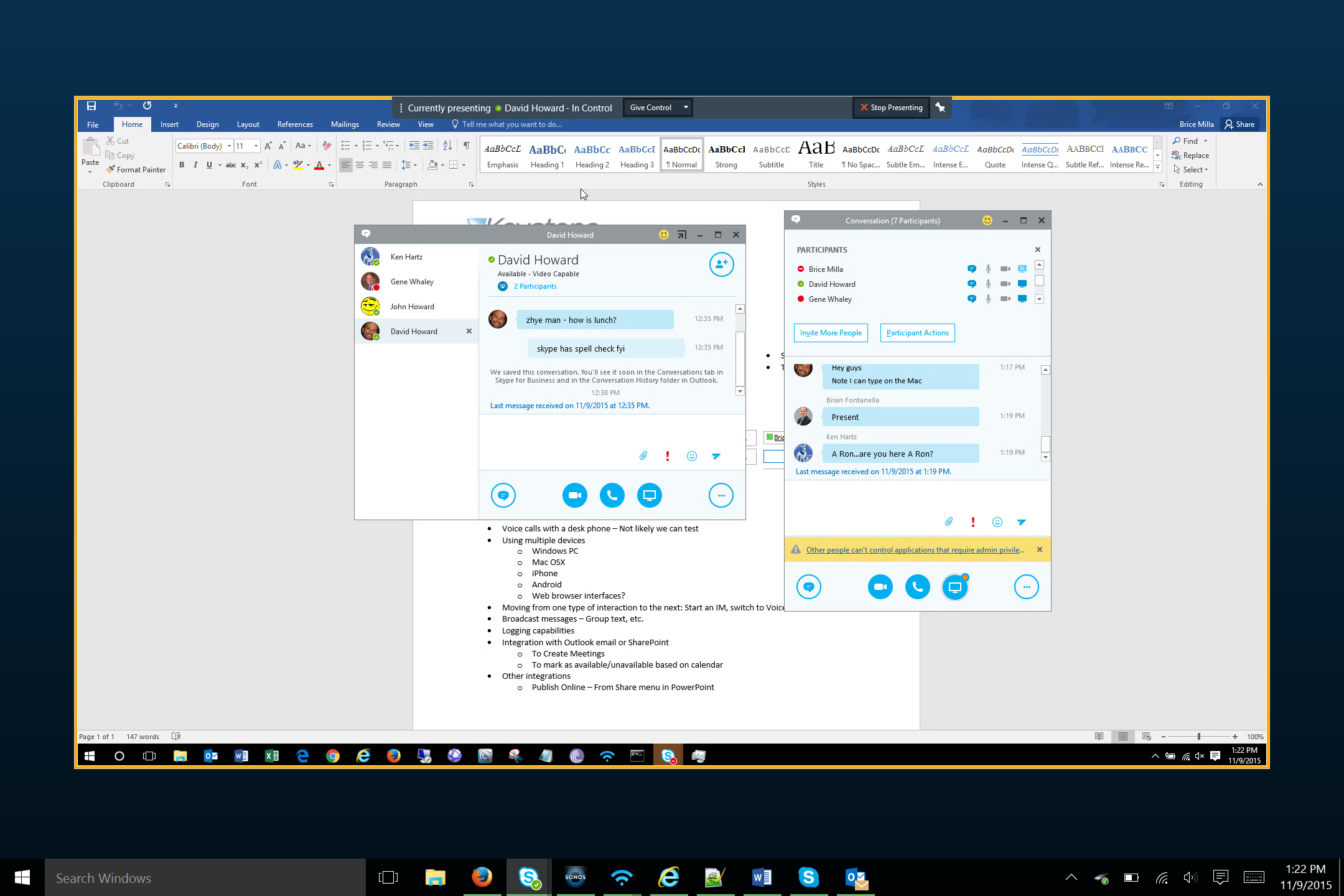 Skype for Business Screenshot
