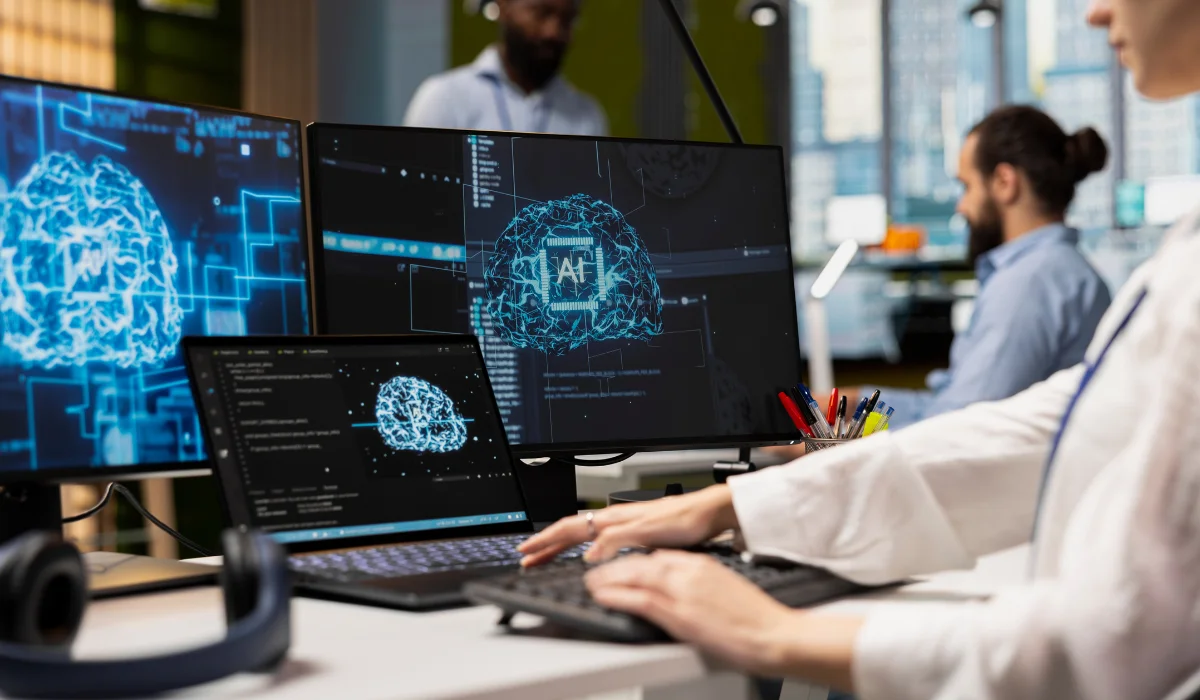 Tech company worker using artificial intelligence